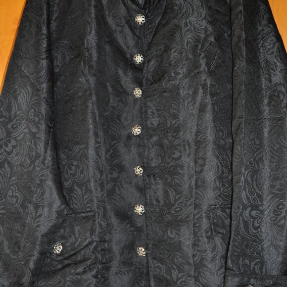 Camicia da uomo a maniche lunghe gotico frack steampunk giacca vintage cappotto slim fit camicie medievale rinascimentale retrò uniforme moda colletto alto cappotto vittoriano punk abbigliamento, Nero